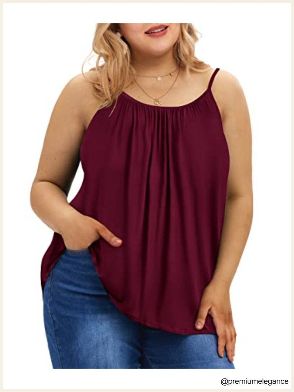 Plus Size Floral Tank Top Spaghetti Strap Pleated A-Line Swing Cami